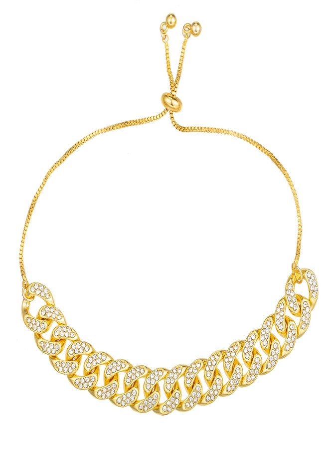kelistom Gold Cuban Link Anklet for Women Men, 18K White Gold Plated Hip-hop Rhinestone Filled Ankle Bracelets for Women - Image 1